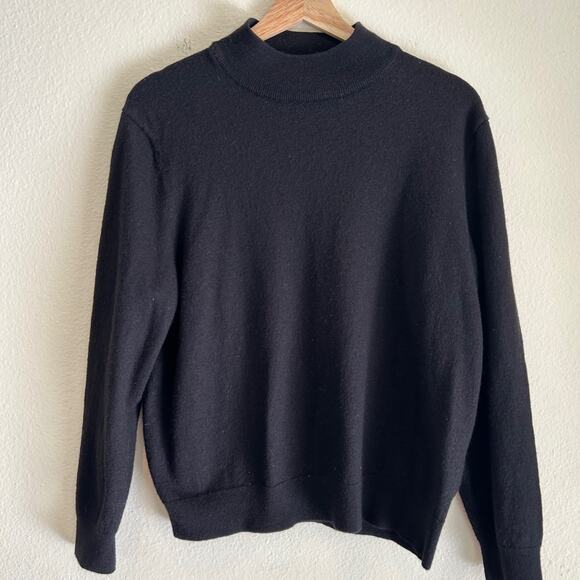 Club House Sweater Merino Wool Blend Black Mock Neck SZXL Pullover Winter Cozy - Picture 4 of 10